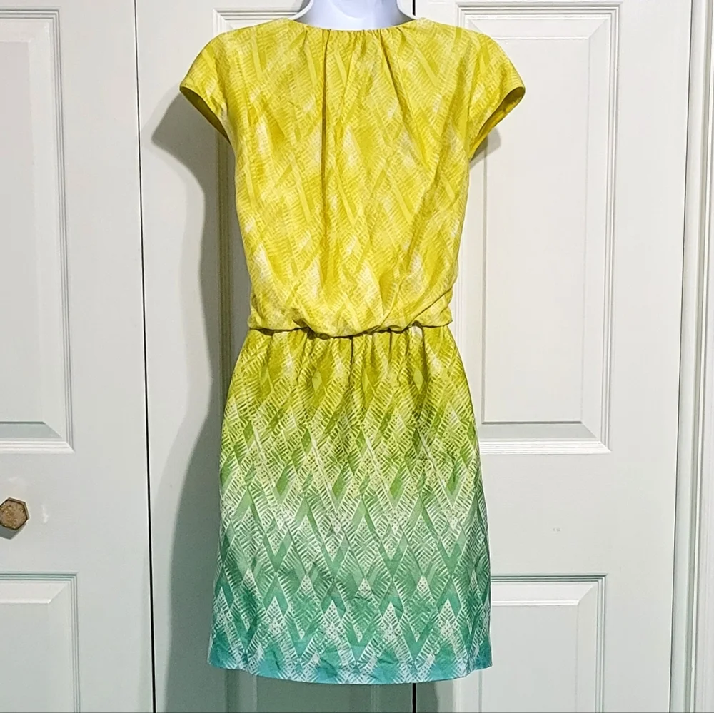 GUESS Dress Yellow Embellished Turquoise Ombre - Picture 7 of 8